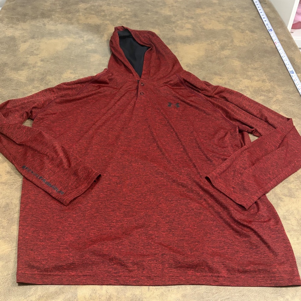 Under Armour Hoodie Mens 4XL Red HeatGear Henley Long Sleeve 1274511